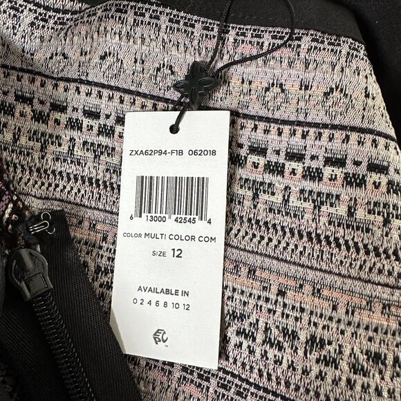 BCBG Generation Criss Cross Fit & Flare MultiColor Jacquard Halter Mini Dress 12 - Picture 8 of 15